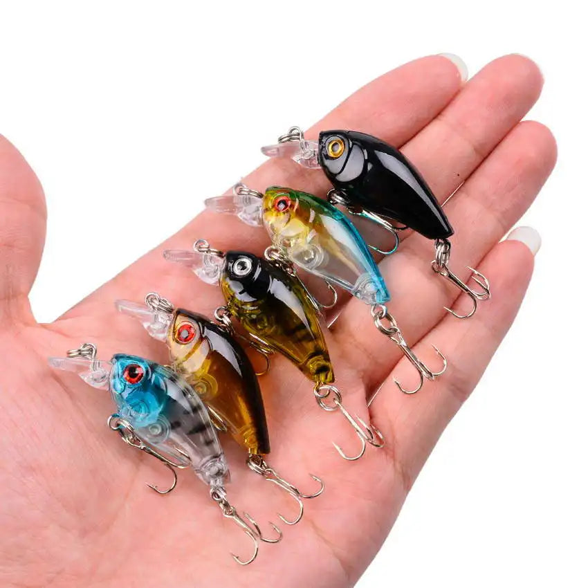 Fishing lure kit with crankbait minnow and popper lures - lifelike bass baits set