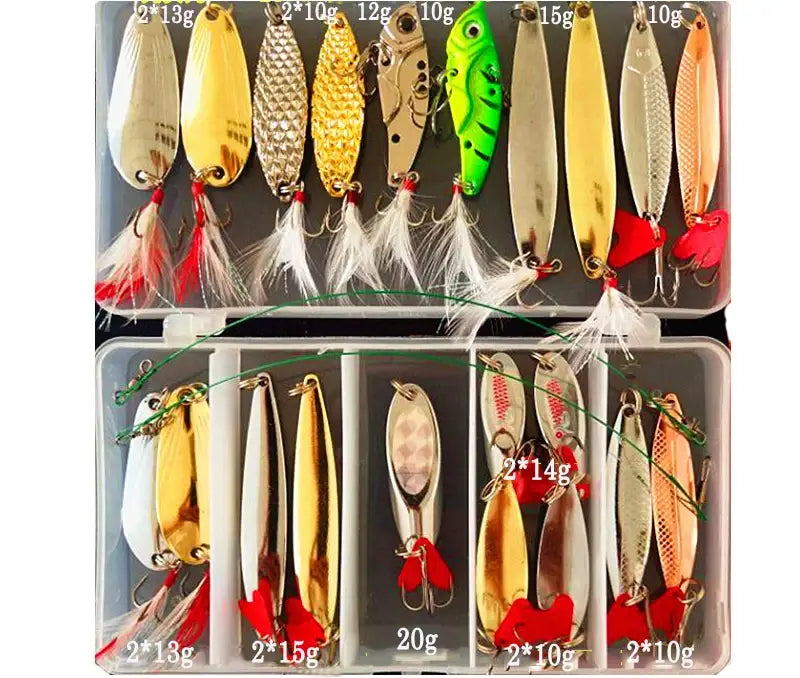 Metal Jig Spoon Fishing Lure Set - 10/20/25/35pcs Wobblers Kit - Pike Spoon Bait Fishing Tackle Pesca Isca Artificial