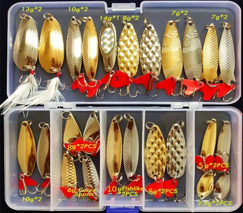 Metal Jig Spoon Fishing Lure Set - 10/20/25/35pcs Wobblers Kit - Pike Spoon Bait Fishing Tackle Pesca Isca Artificial