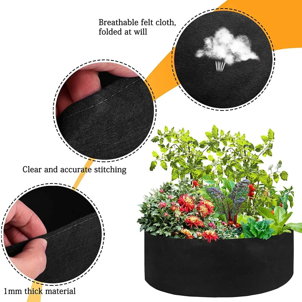 10/40/50/100 Gallons fabric garden raised bed round planting container grow bags fabric planter pot for plants nursery