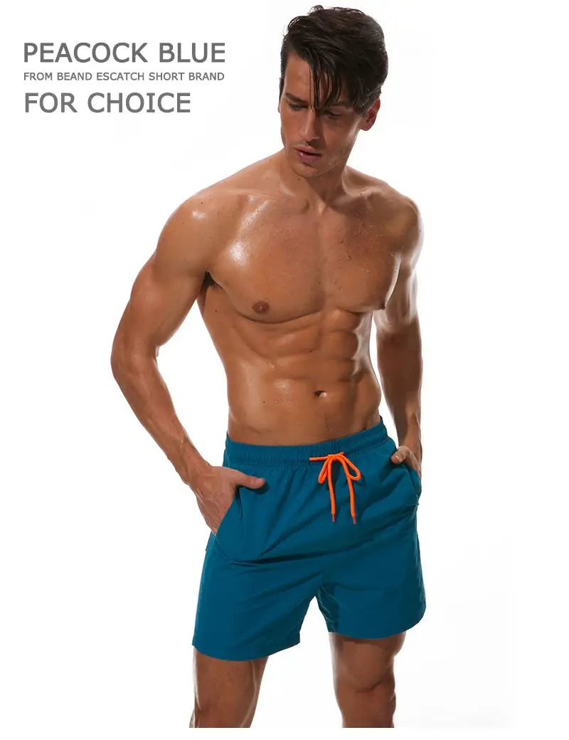 Swim Shorts for Men by ESCATCH - Quick Dry Solid Nylon Beach Board Shorts