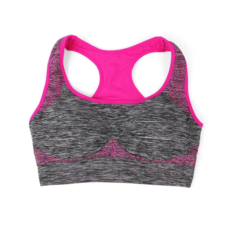 Shockproof Quick Dry Sports Bra Women Padded Gather Yoga Bra Push Up Gym Running Bra Seamless Workout Fitness Bra Top