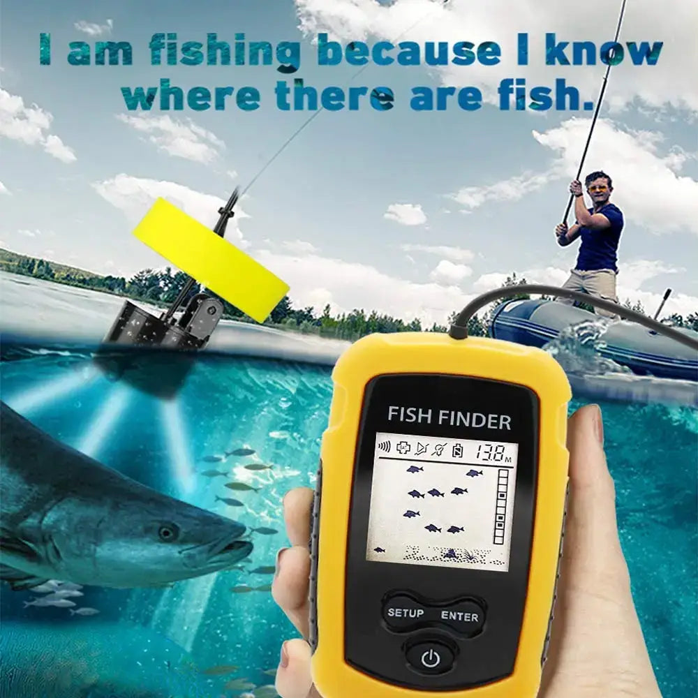 Alarm 100m portable sonar fish finders 45 degrees sonar coverage echo sounder alarm transducer lake