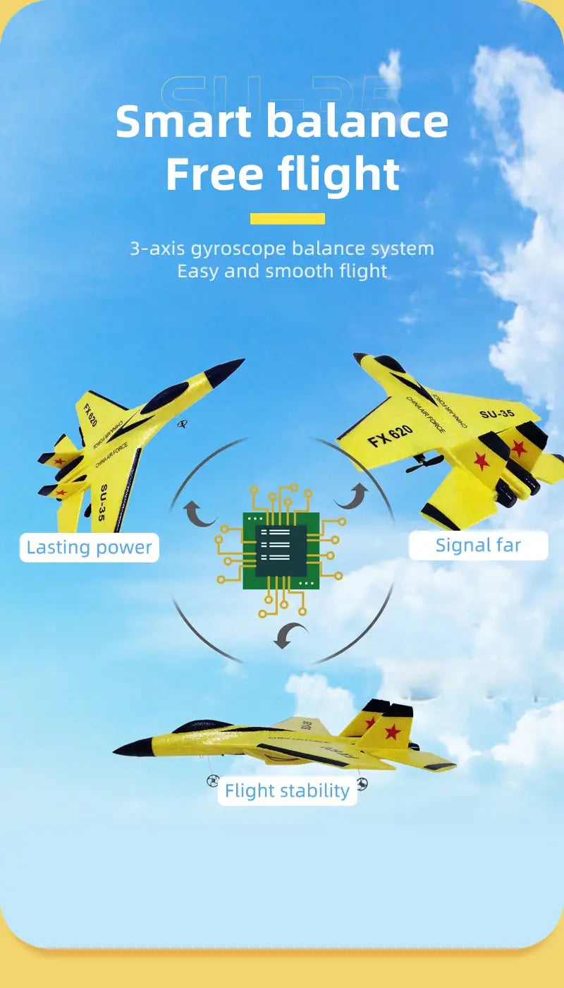 RC Plane SU35 2.4G With LED Lights Aircraft Remote Control Flying Model Glider Airplane SU57 EPP Foam Toys For Children