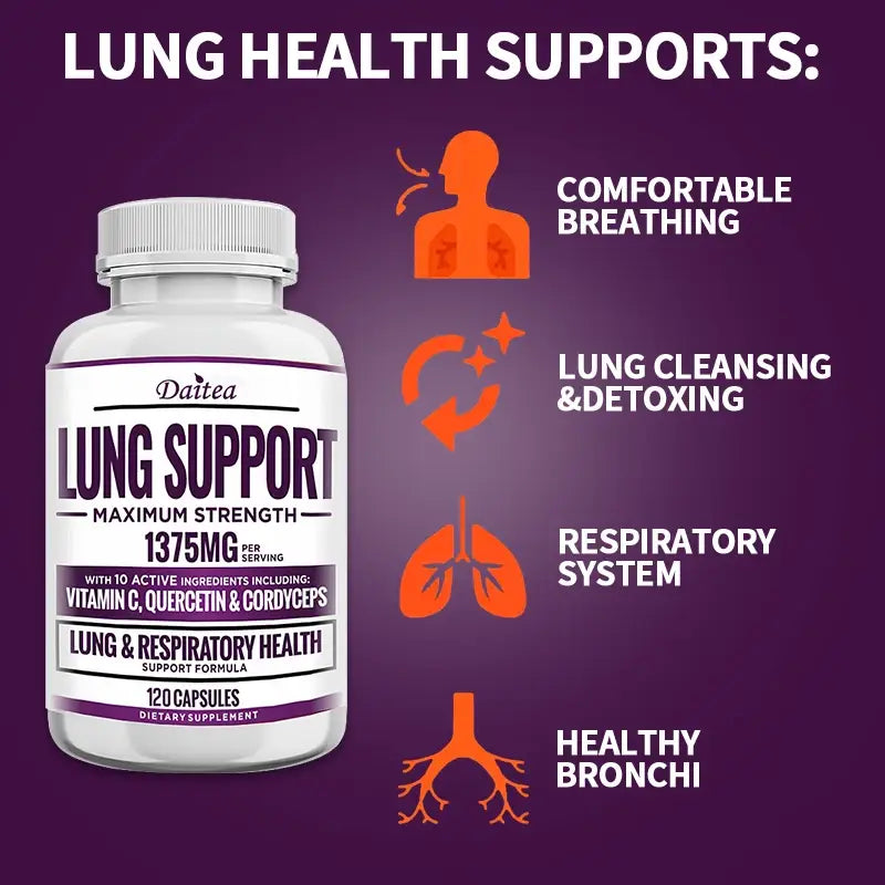 Lung Support Supplements - Detoxify The Lungs Promote Oxygen Circulation Support The Bronchial and Respiratory System