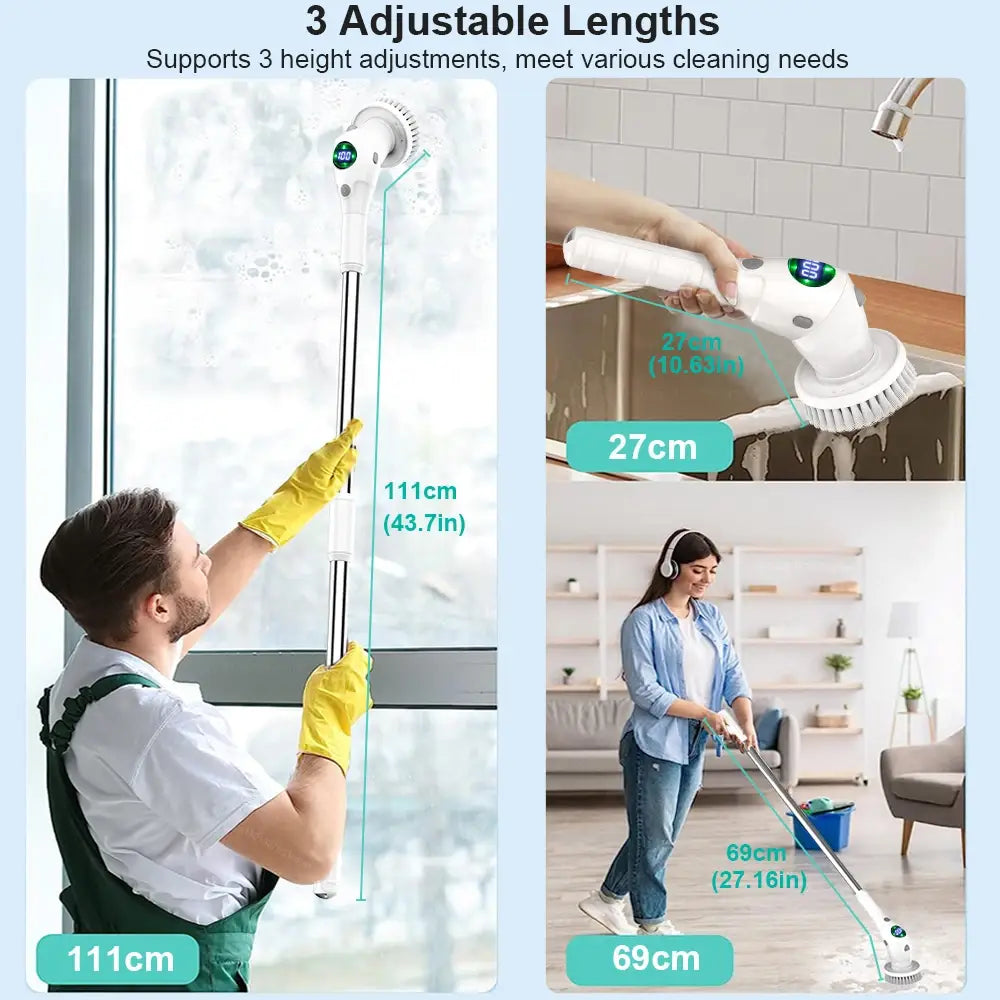 Electric cleaning brush 8 in 1 wireless rotatable scrubber for bathroom kitchen windows toilet