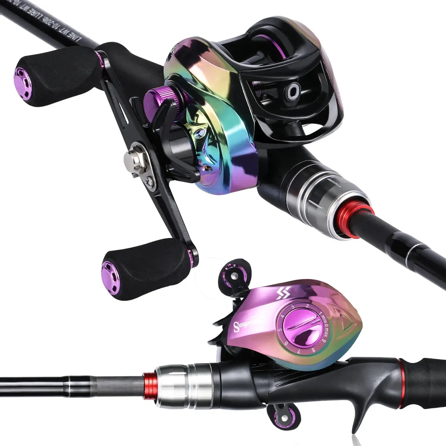 Sougayilang fishing rod reel combo 1.8-2.1m 7.2:1 high speed baitcasting lure fishing rod 19 + 1bb