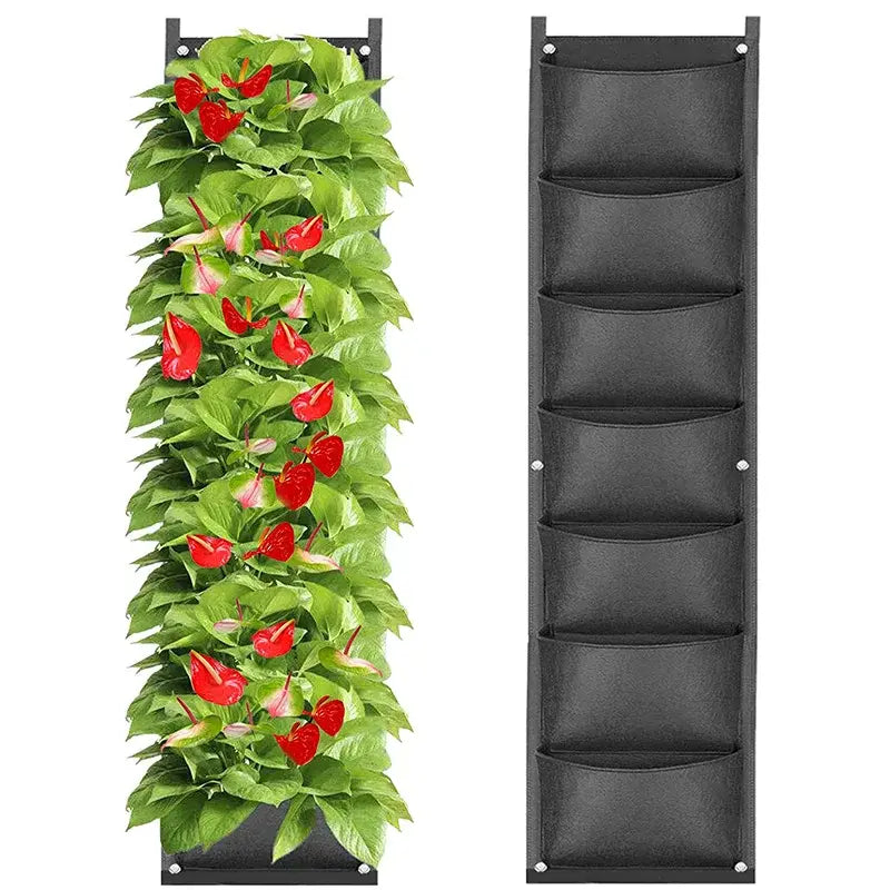 New 6/7 Pocket Vertical Growing Planting Bag Felt Wall Hanging Flower Vegetable Growing Container Outdoor Indoor Garden