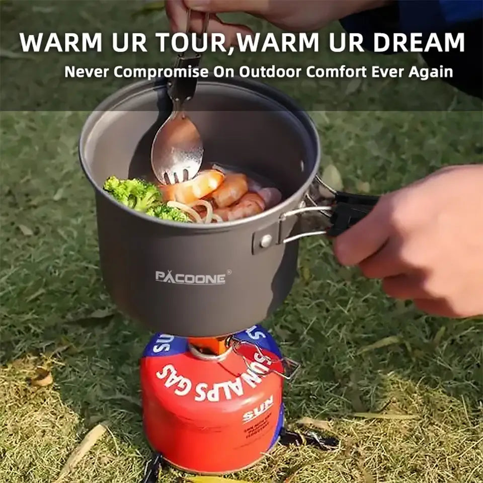 Portable Cookware Set - Outdoor Pot Kettle Pan Tableware for Camping Hiking Picnic