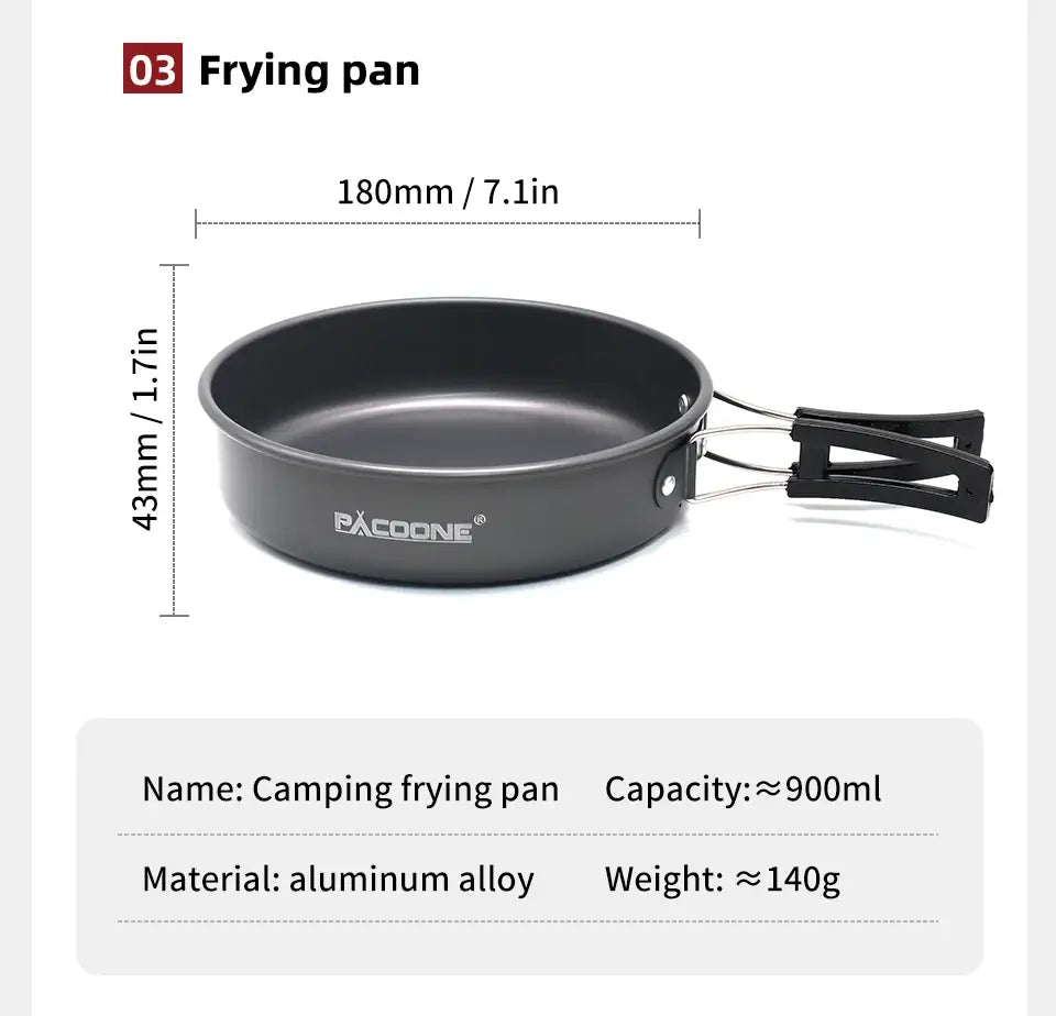 Portable Cookware Set - Outdoor Pot Kettle Pan Tableware for Camping Hiking Picnic