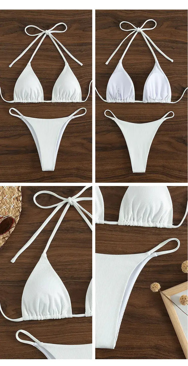 2024 special pit stripe high waisted bikini swimsuit set for women