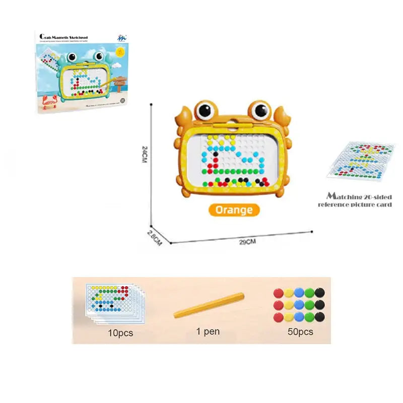 Magnetic Drawing Board for Kids Large Doodle Board with Magnet Beads and Pen Cute Crab Montessori Toys Gift