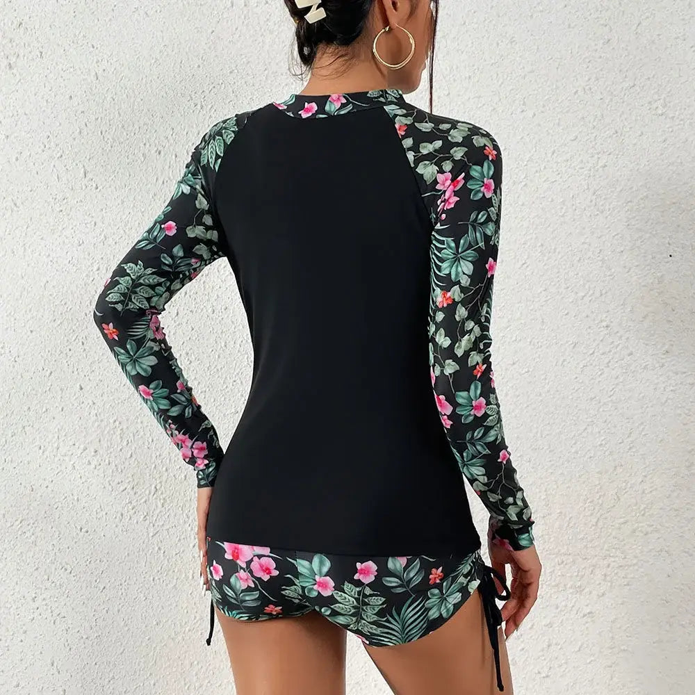 Female Swimsuit With Long Sleeves Swimwear Sports Surfing Tankini Set Beachwear Two-Piece Bathing Suits Pool Women