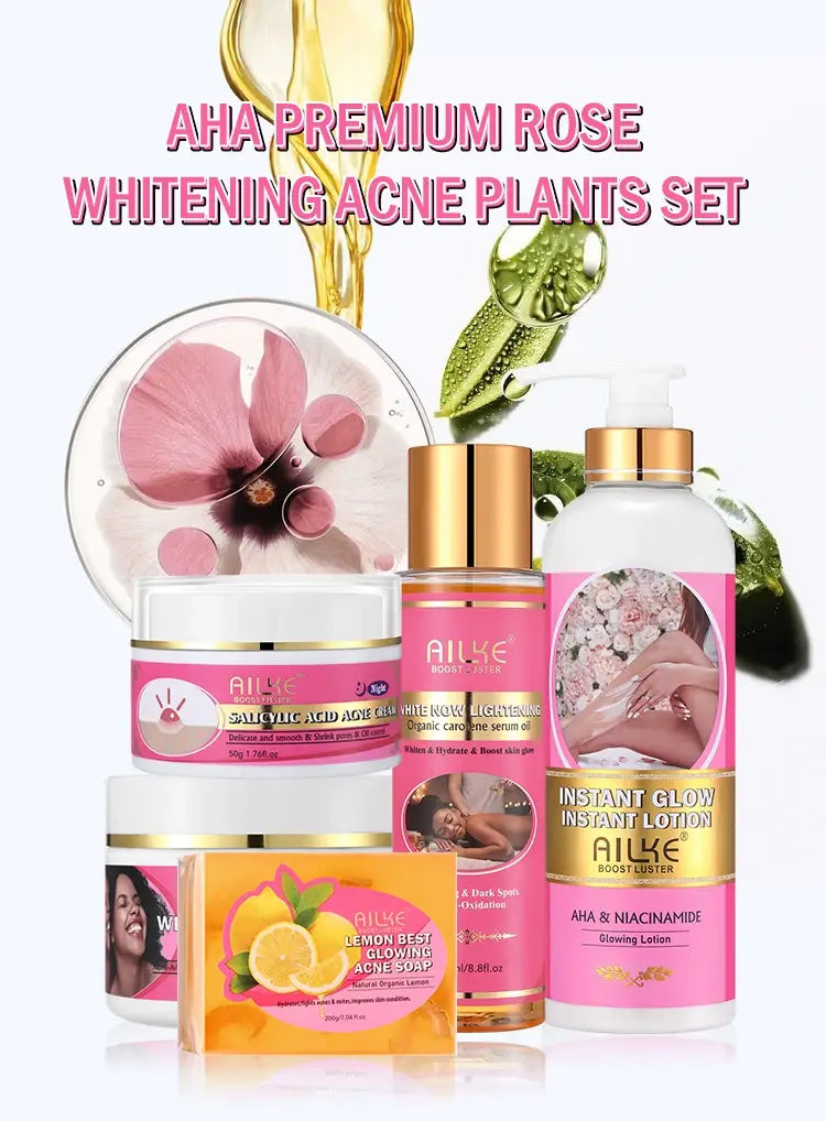 AHA PREMIUM ROSE WHITENING ACNE PLANTS SET