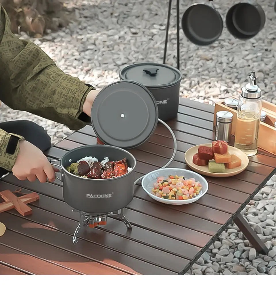 Portable Cookware Set - Outdoor Pot Kettle Pan Tableware for Camping Hiking Picnic