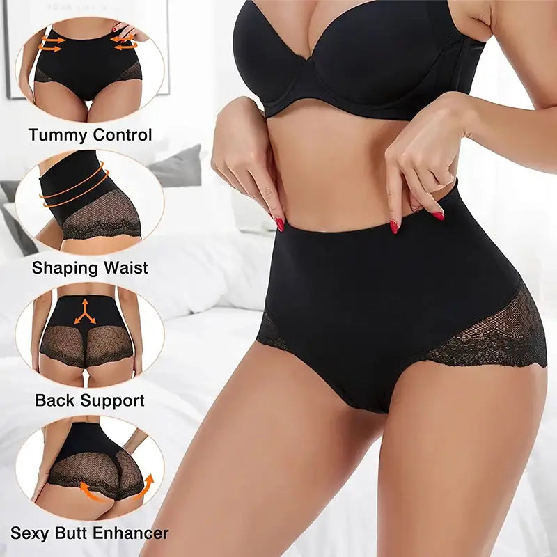 Tummy Control Panty for Women Shapewear High Waist Trainer Butt Lifter Slimming Body Shaper Corset Lace Shaping Briefs