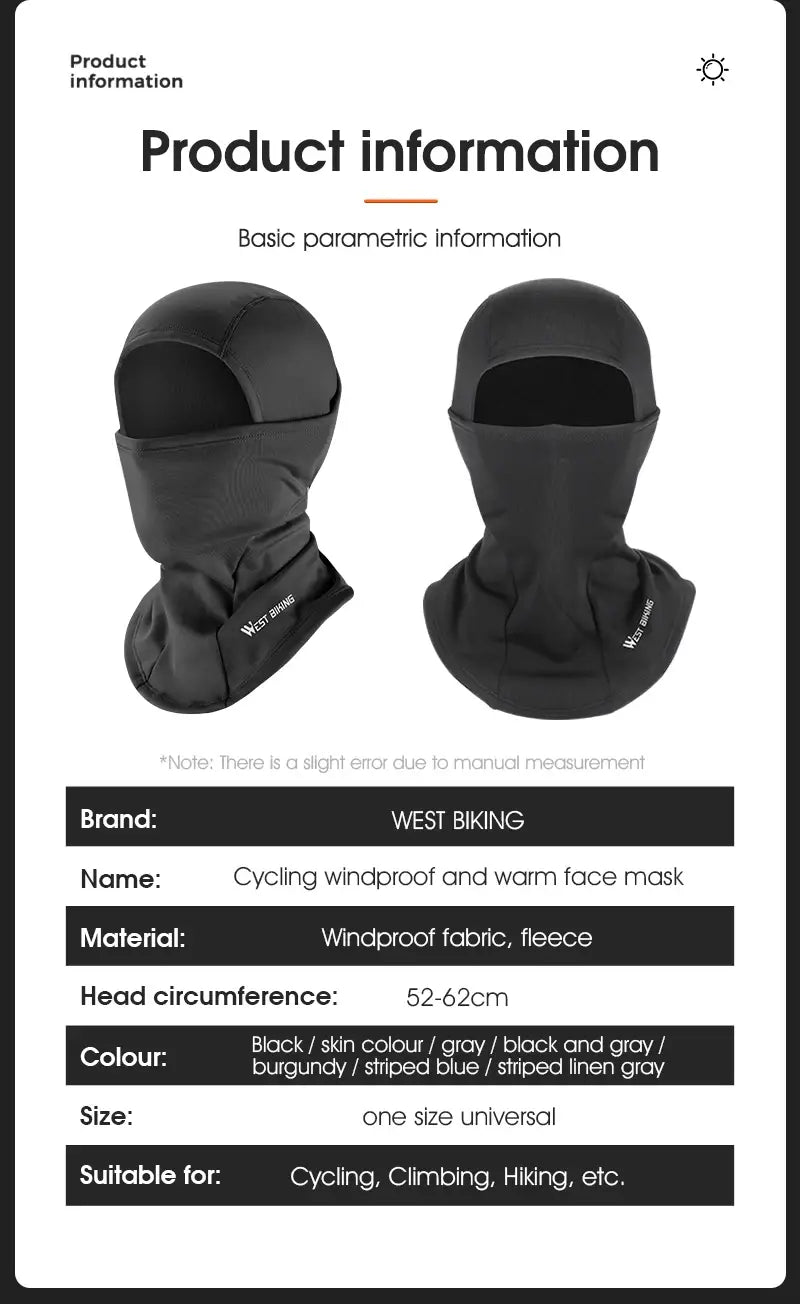 West biking breathable balaclava hat for men - uv protection windproof ice silk material