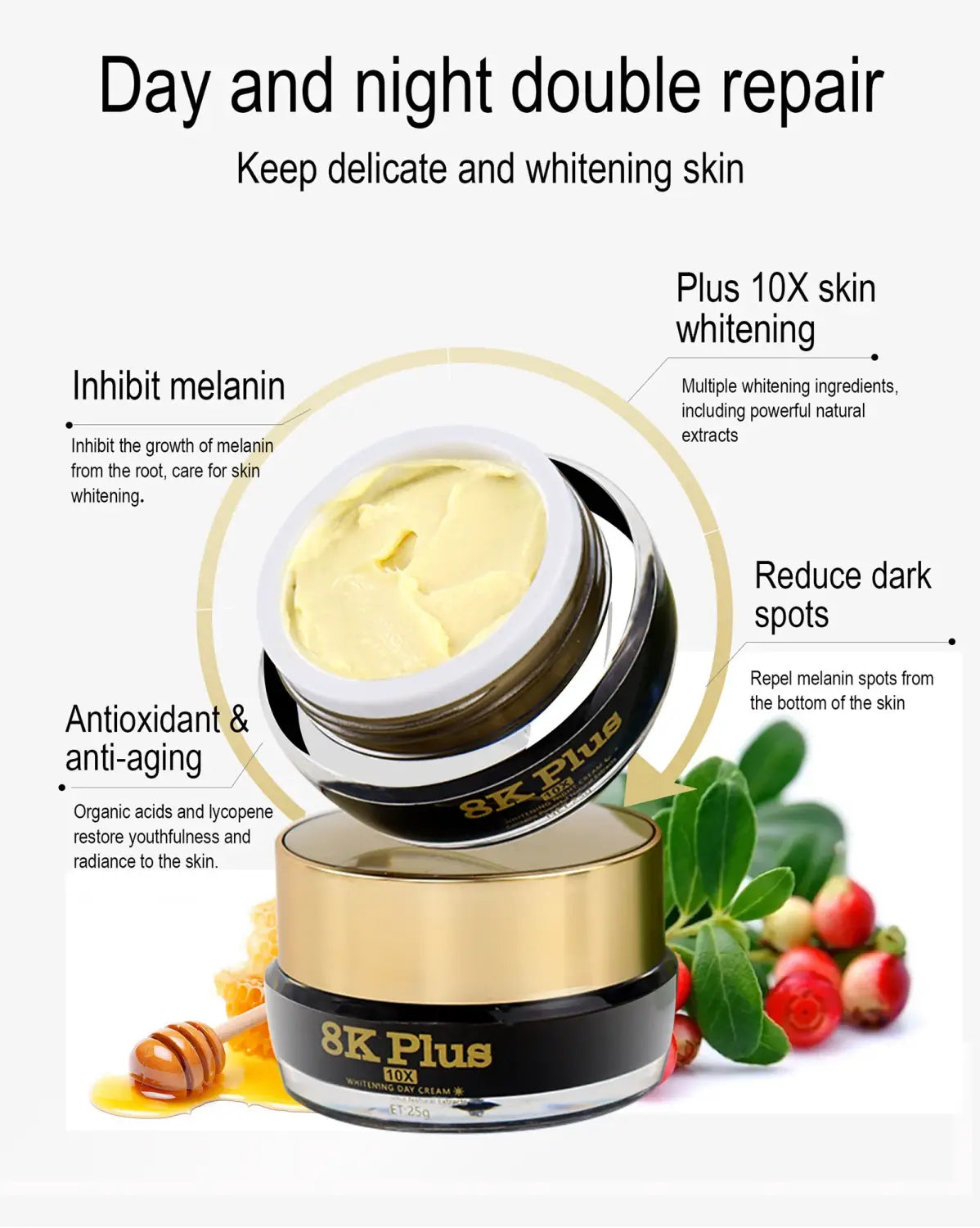 Ailke 10x whitening face cream with collagen glutathione 50ml - reduce dark spots & sun spots,