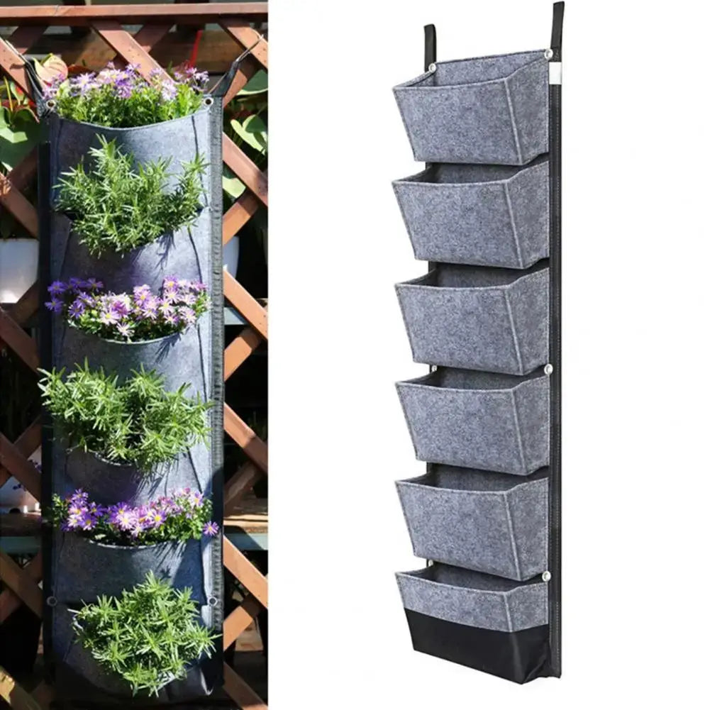 New 6/7 Pocket Vertical Growing Planting Bag Felt Wall Hanging Flower Vegetable Growing Container Outdoor Indoor Garden