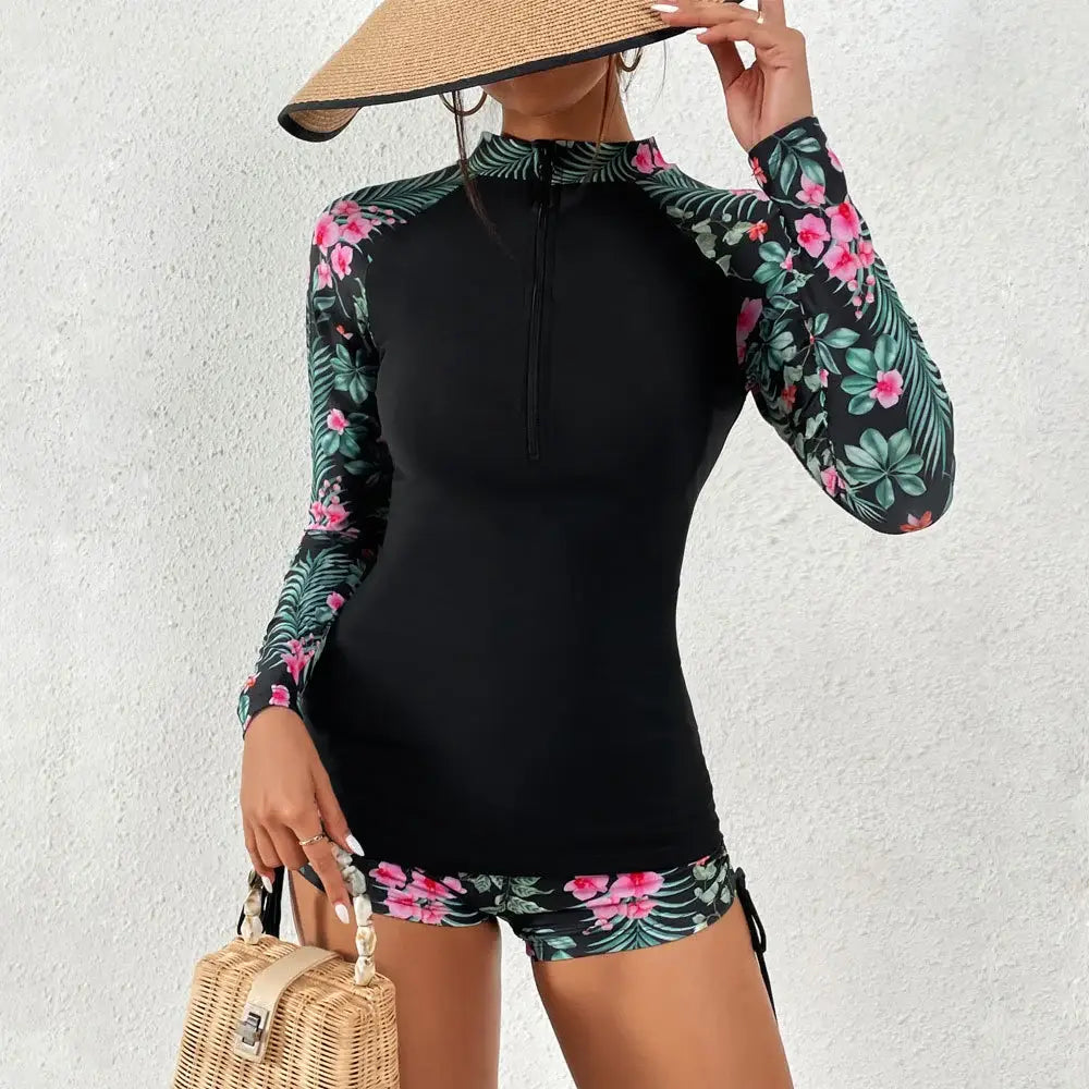 Female Swimsuit With Long Sleeves Swimwear Sports Surfing Tankini Set Beachwear Two-Piece Bathing Suits Pool Women