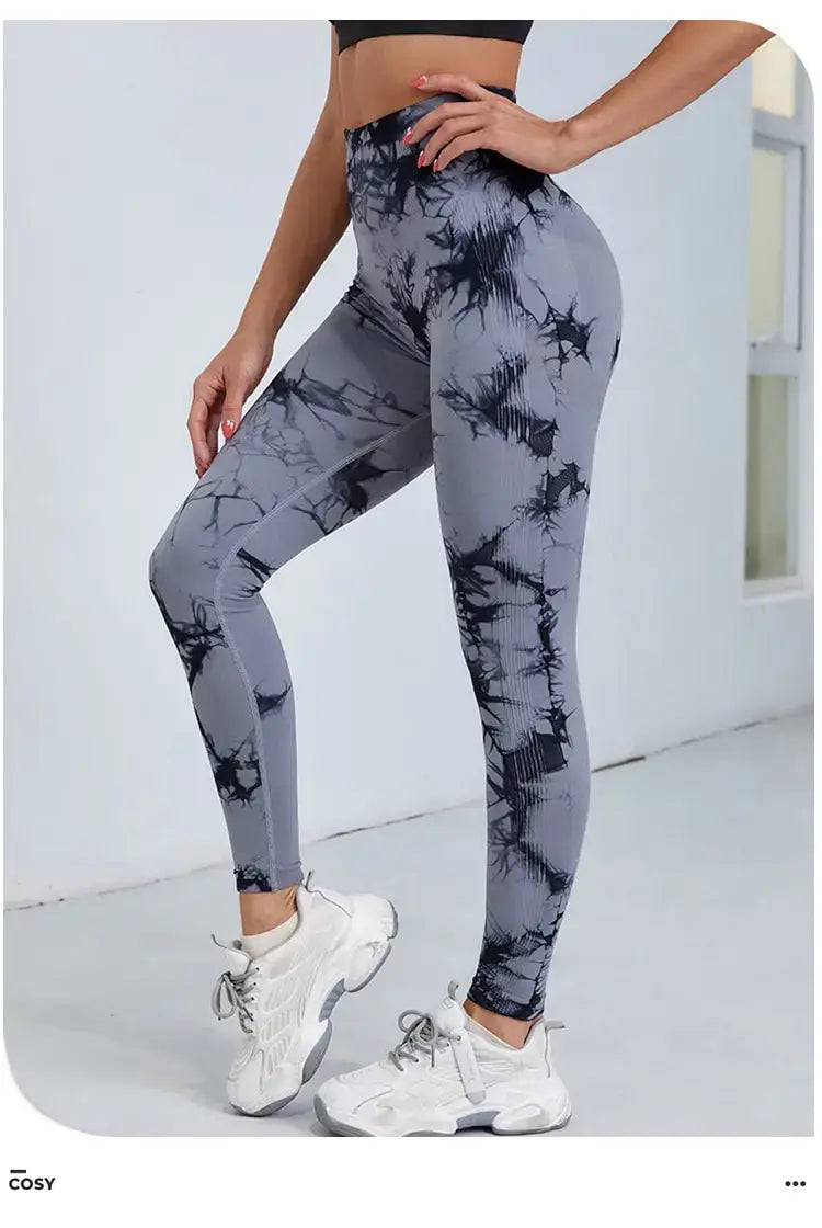 Sport yoga leggings women seamless gym clothing fitness high waist push up workout tights tie