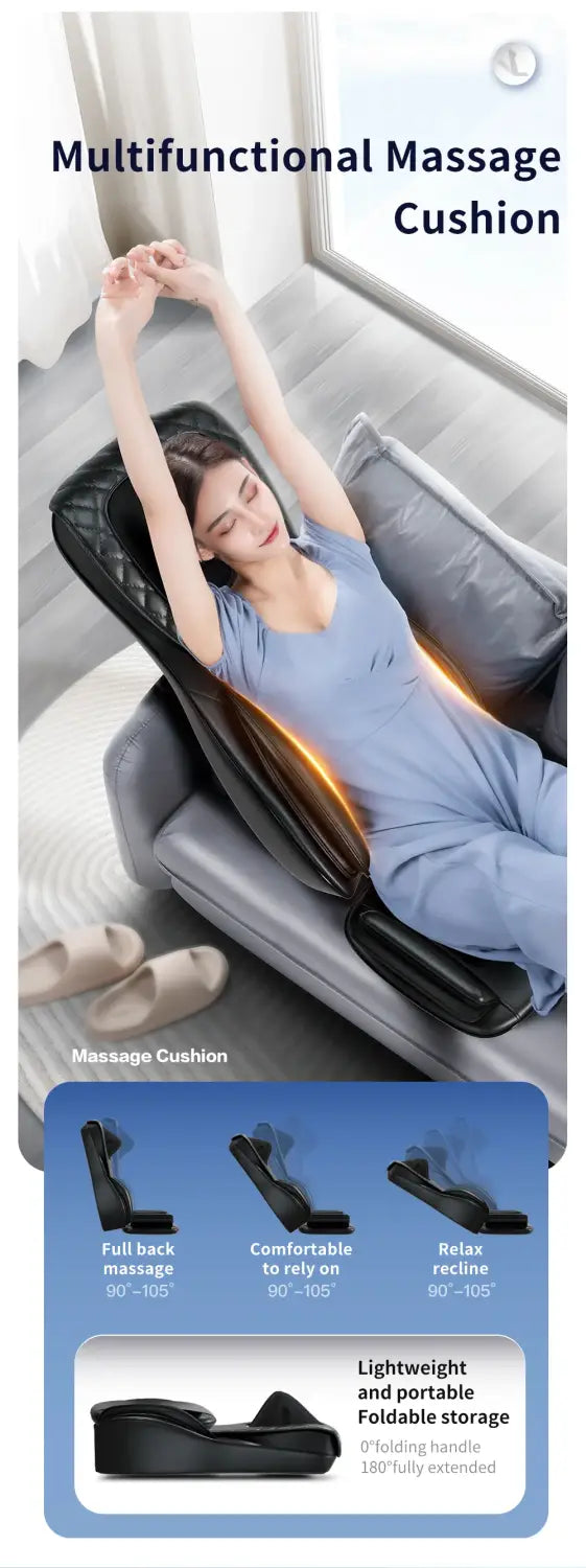 Electric Full Body Massage Cushion Seat Chair with Air Compression Heat Shiatsu Tapping Kneading Vibration - Relaxation