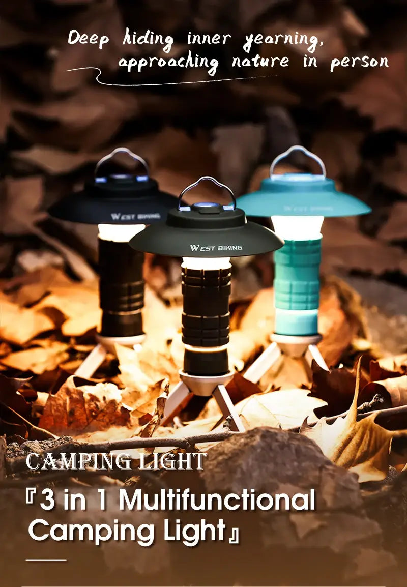 West biking portable camping light with magnetic usb rechargeable camping lantern outdoor led