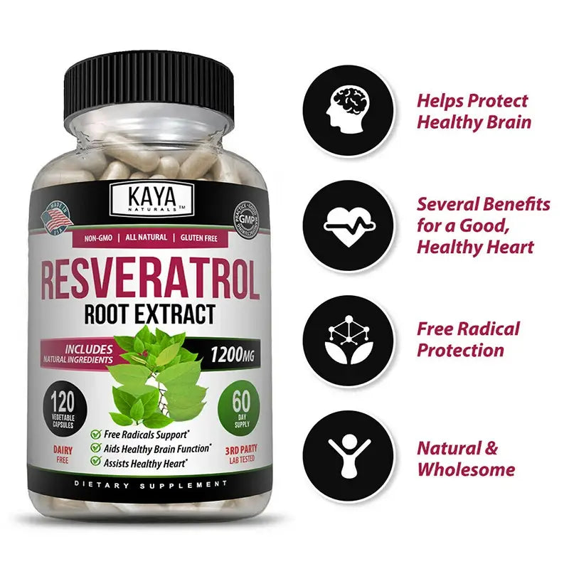 Resveratrol capsules - antioxidant supplement to support circulatory health and overall