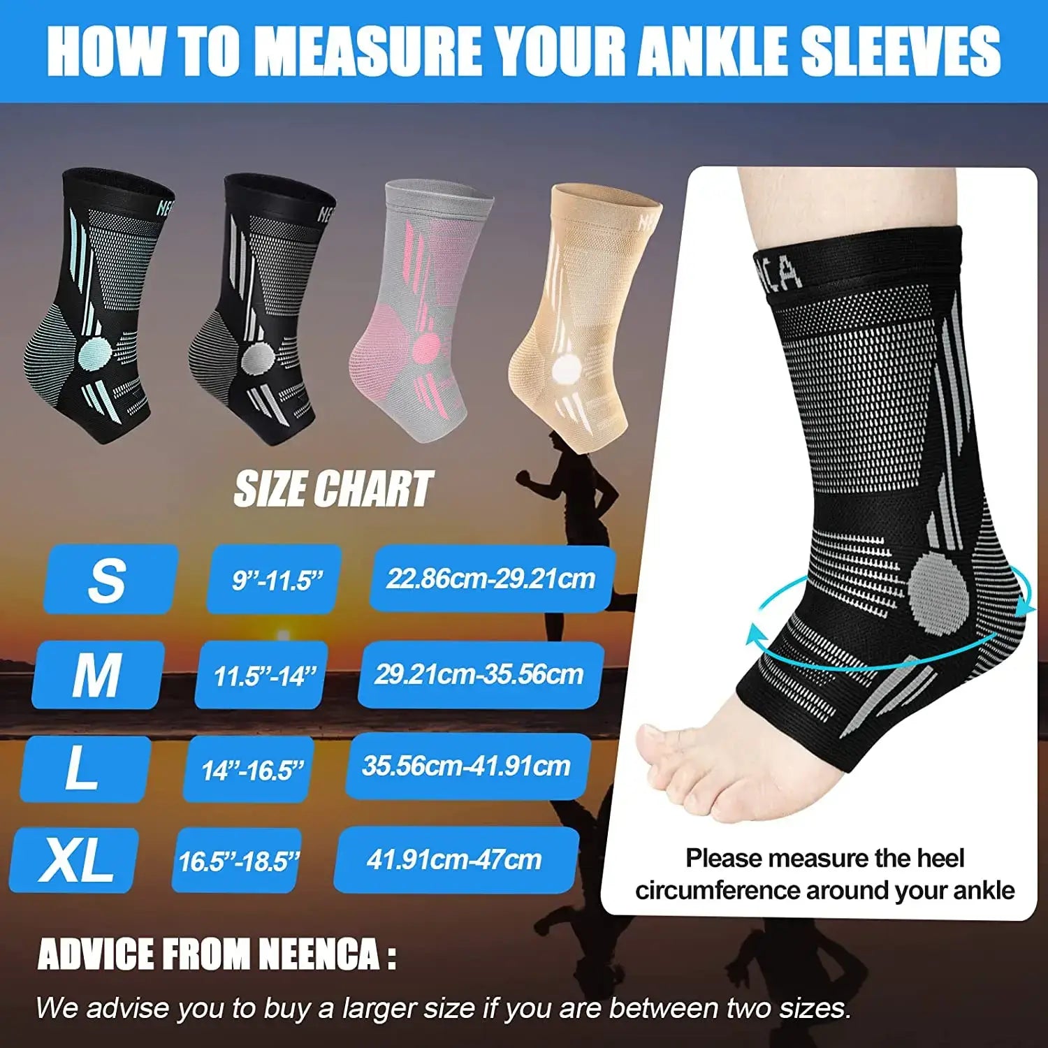 Ankle Brace Compression Sleeve Support for Achilles Tendonitis Plantar Fasciitis Joint Pain Swelling Heel Spurs Injury