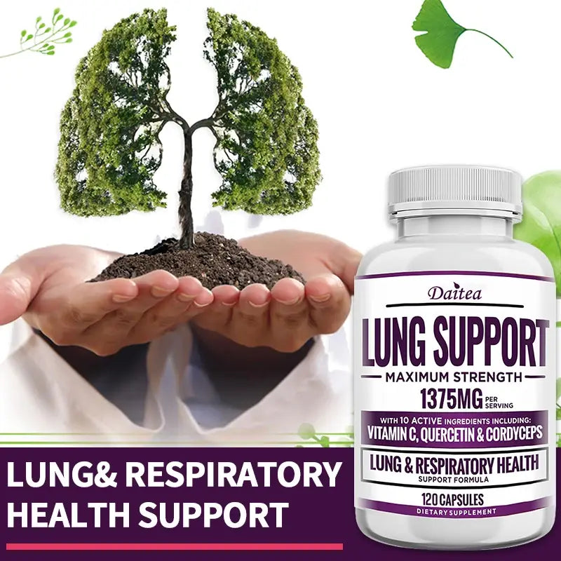 Lung Support Supplements - Detoxify The Lungs Promote Oxygen Circulation Support The Bronchial and Respiratory System