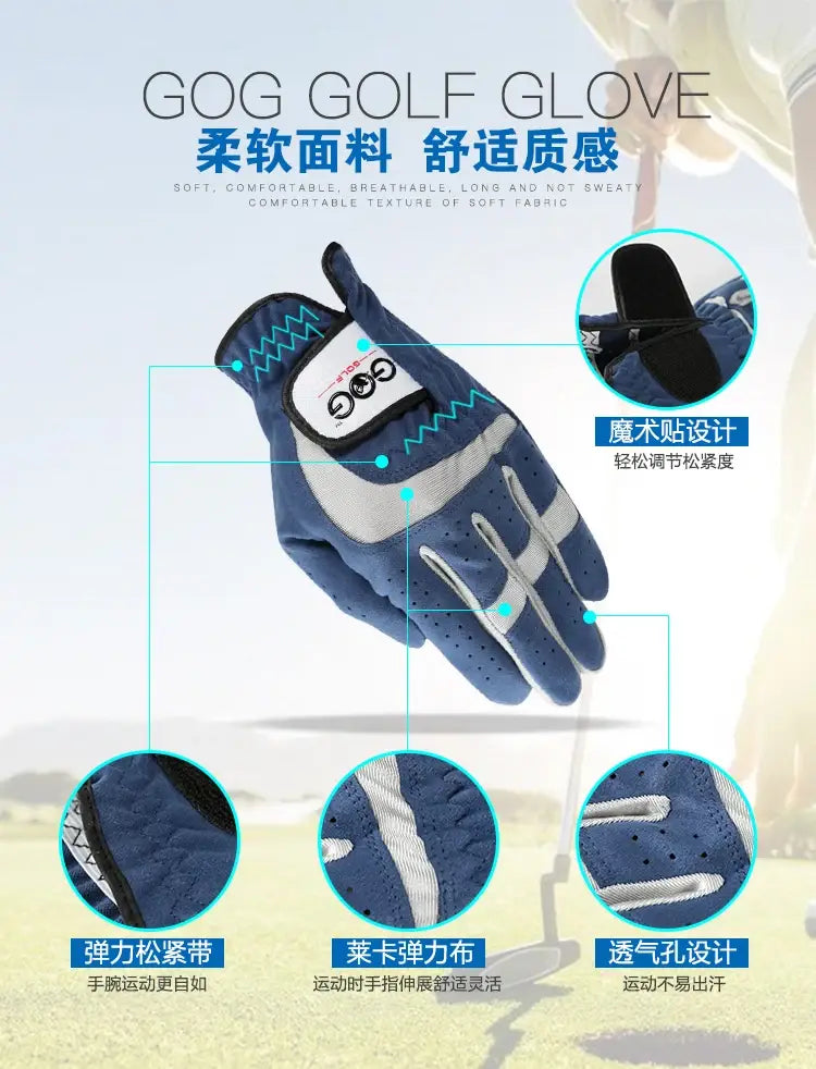 PGM Golf Gloves Blue White Grey Left Right Hand Microfiber Antiskid For Professional Brand New Golfer Breathable Sports