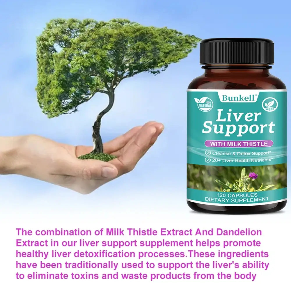 Liver Detox Cleanse and Repair Supplement with Dandelion Root and Artichoke Leaf Extracts to Boost Immunity Non-GMO