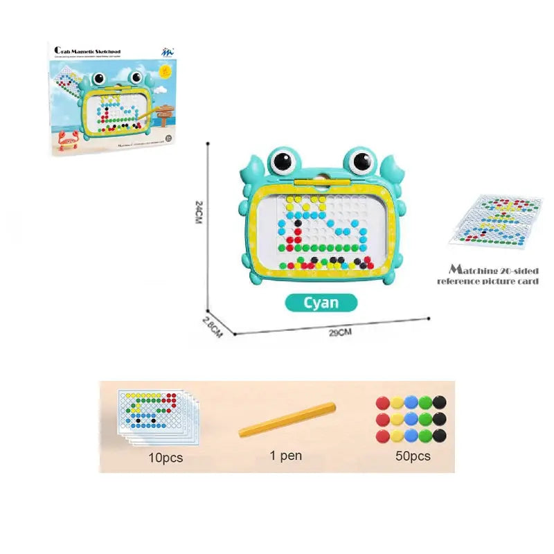 Magnetic Drawing Board for Kids Large Doodle Board with Magnet Beads and Pen Cute Crab Montessori Toys Gift