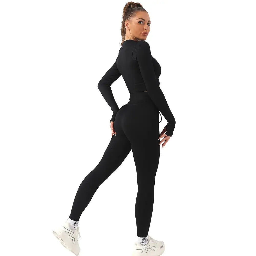 US Stock OhSunny Seamless Gym Clothing Workout Clothes for Women Tracksuit Gym Set High Waist Sport Outfit Fitness Top