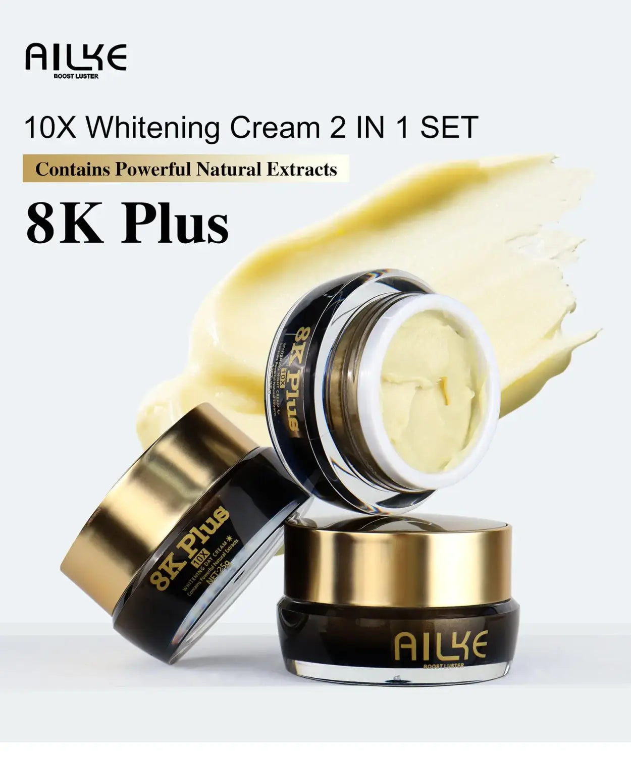 Ailke 10x whitening face cream with collagen glutathione 50ml - reduce dark spots & sun spots,