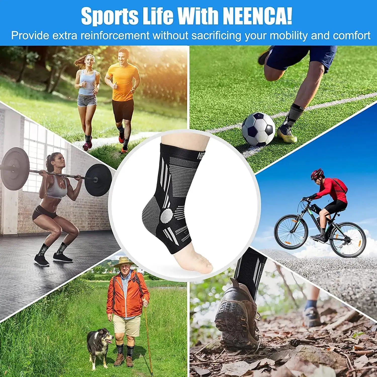 Ankle Brace Compression Sleeve Support for Achilles Tendonitis Plantar Fasciitis Joint Pain Swelling Heel Spurs Injury