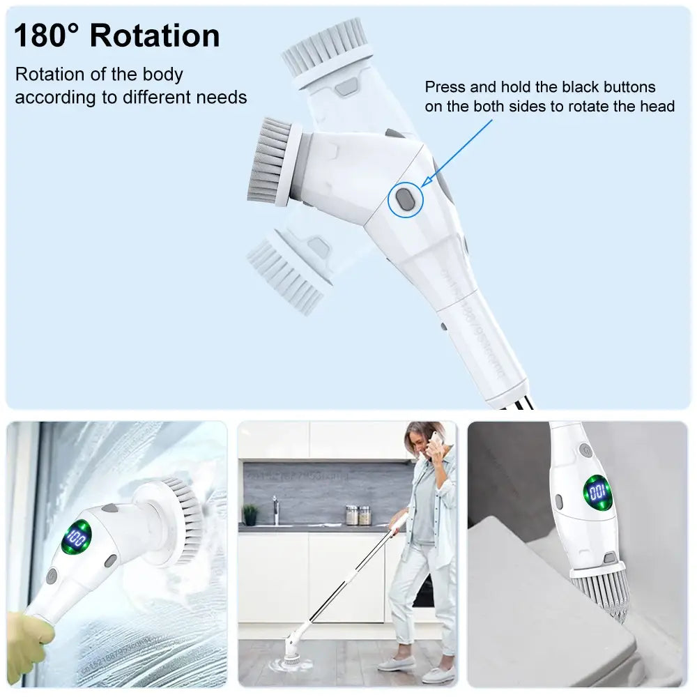 Electric cleaning brush 8 in 1 wireless rotatable scrubber for bathroom kitchen windows toilet