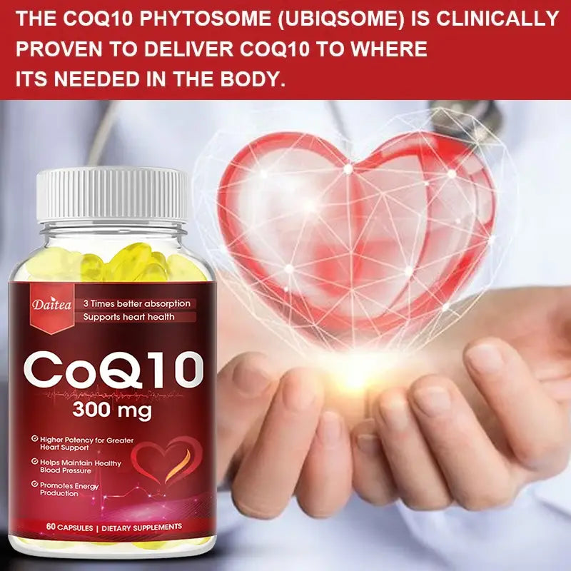 Coenzyme Q-10 300mg Antioxidant Supports Heart Cardiovascular Brain Health Balanced Energy Levels Endurance