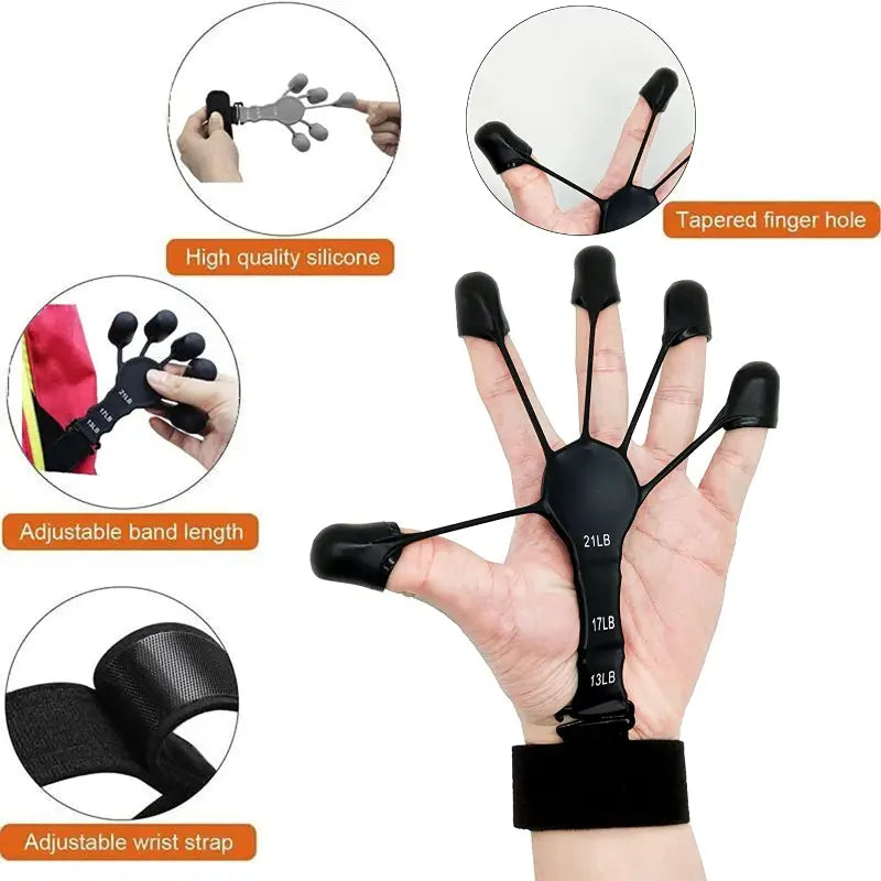 Silicone Gripster Grip Strengthener Finger Stretcher Hand Trainer - Improve Hand Strength and Grip with 1pcs Gym