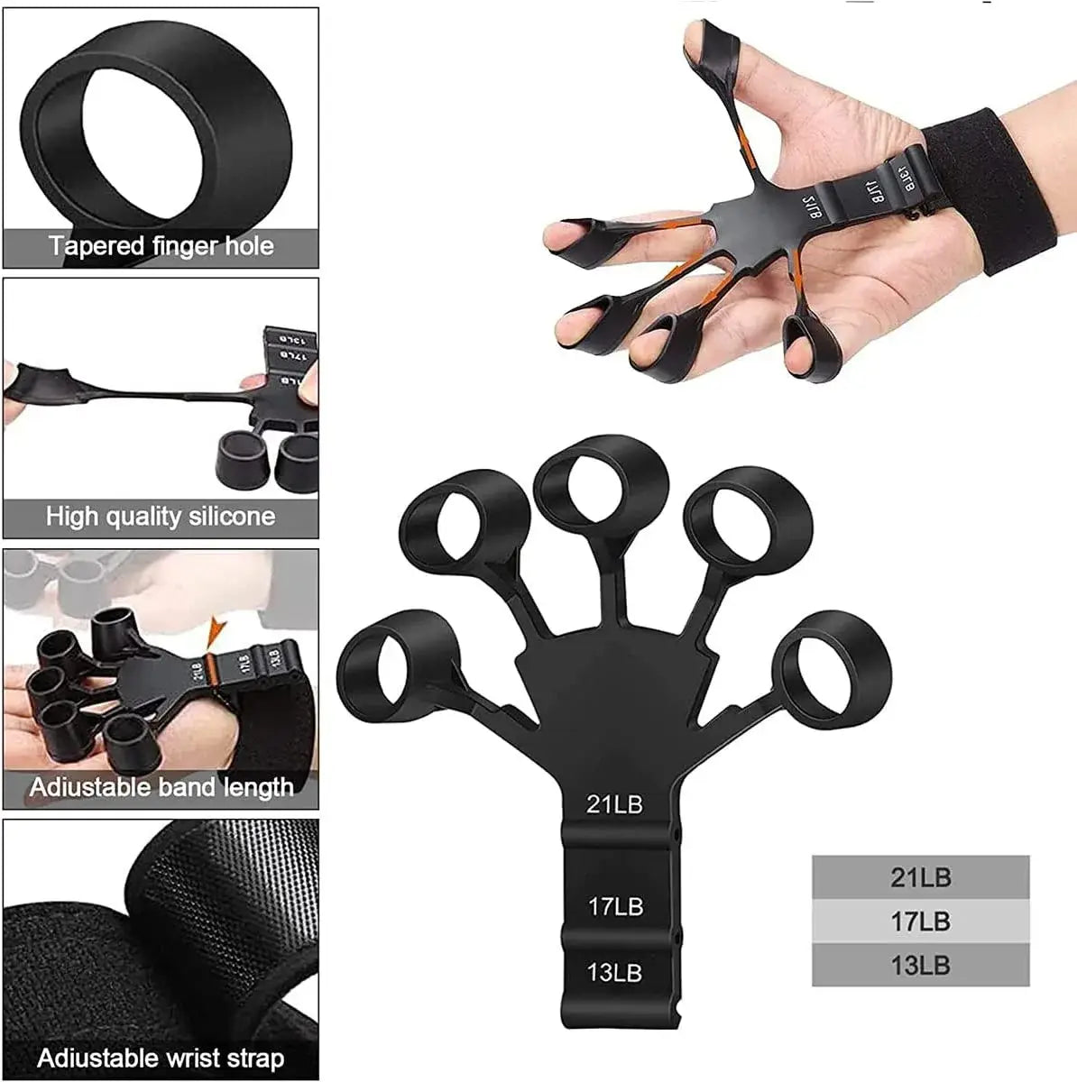 Silicone Gripster Grip Strengthener Finger Stretcher Hand Trainer - Improve Hand Strength and Grip with 1pcs Gym