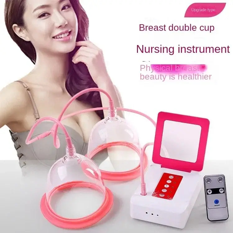 Electric chest massage device - breast enlargement vacuum pump with double suction cups