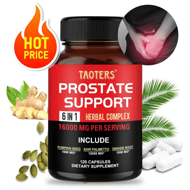 Saw palmetto capsules with ginger root - prostate health hair supplement urinary health