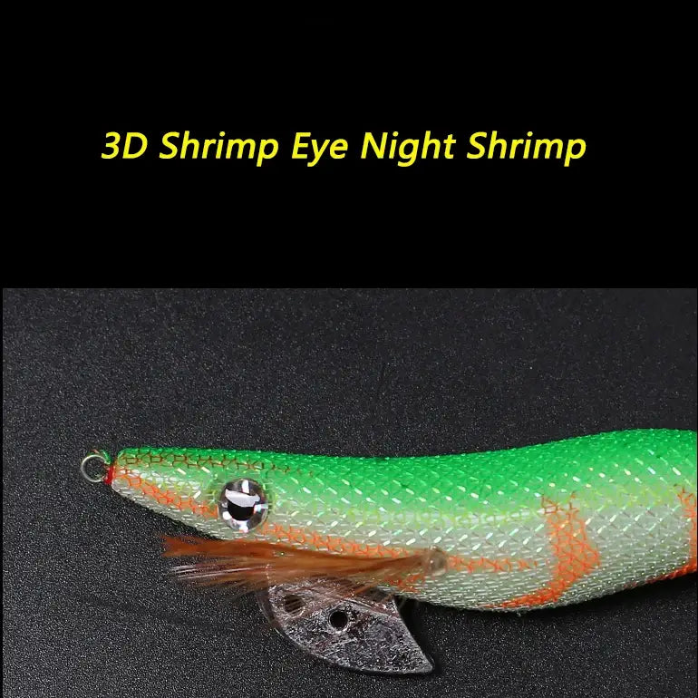 10PCS Shrimp Bag 3D Printing Squid Cuttlefish Jigs Lures Fishing Wood Shrimp Lure - Fishing Lures Set