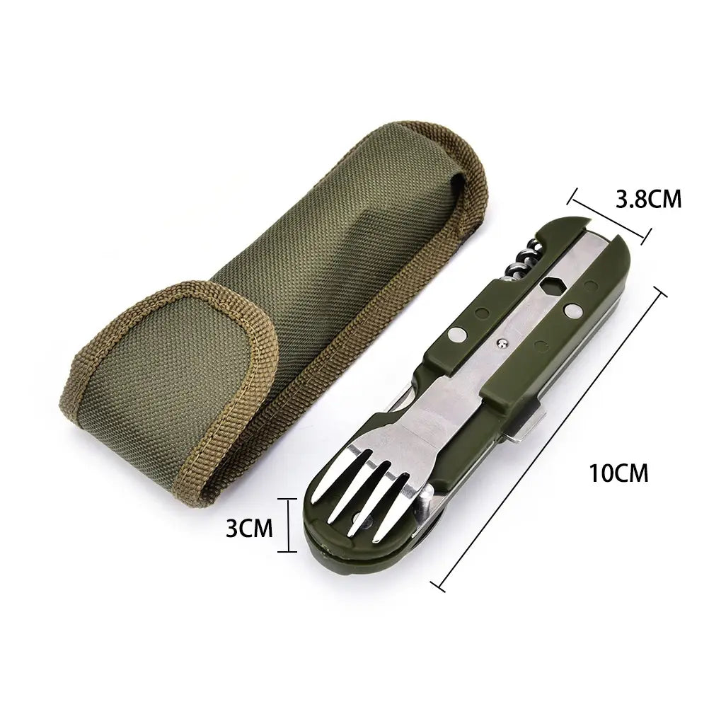 Camping Cutlery Stainless Steel Folding Knife Fork Spoon Portable Outdoor Tableware Camping Equipment