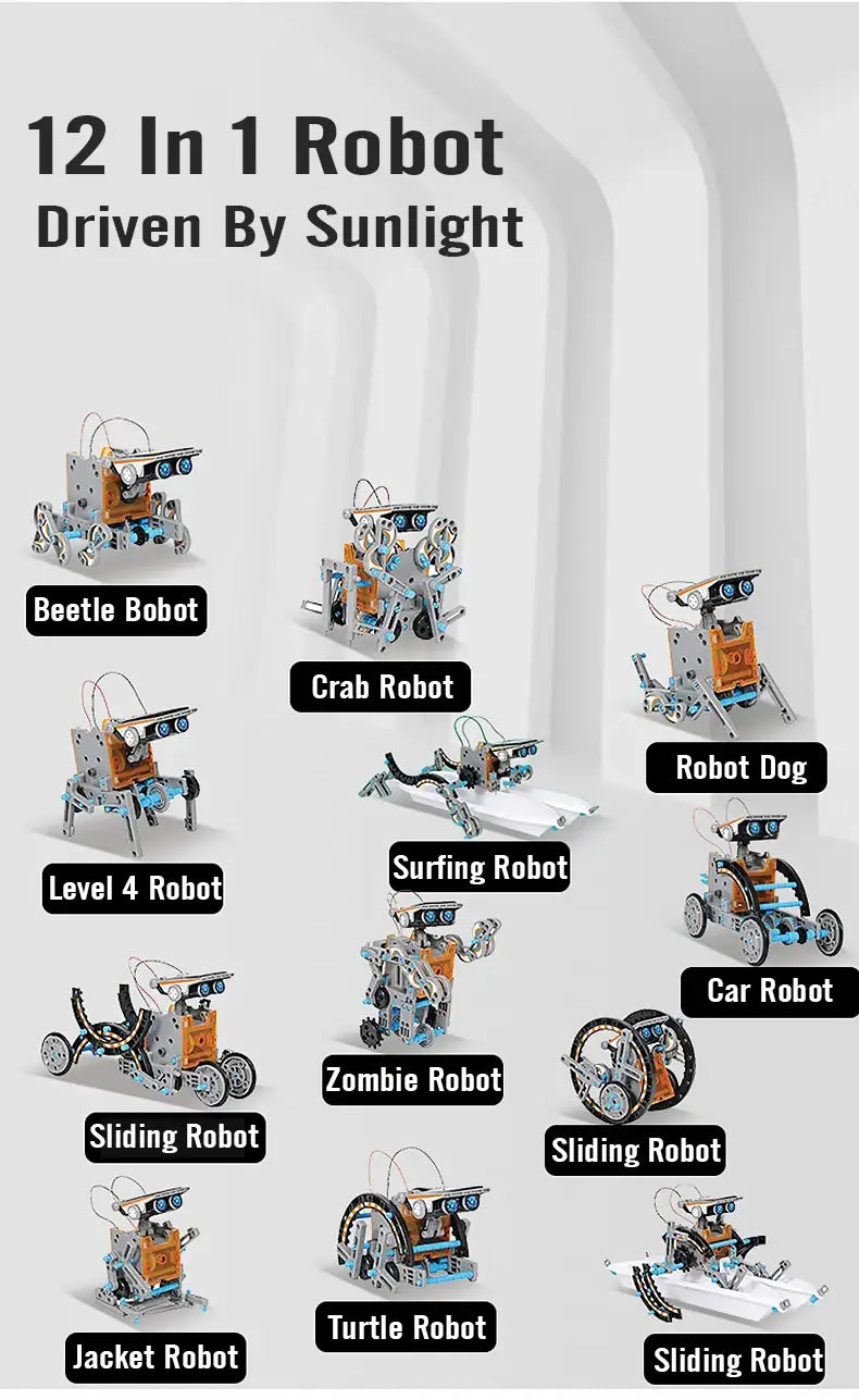 12-in-1 Science Experiment Solar Robot Kit for Kids | DIY Building Powered Learning Tool | STEM Education Robotics