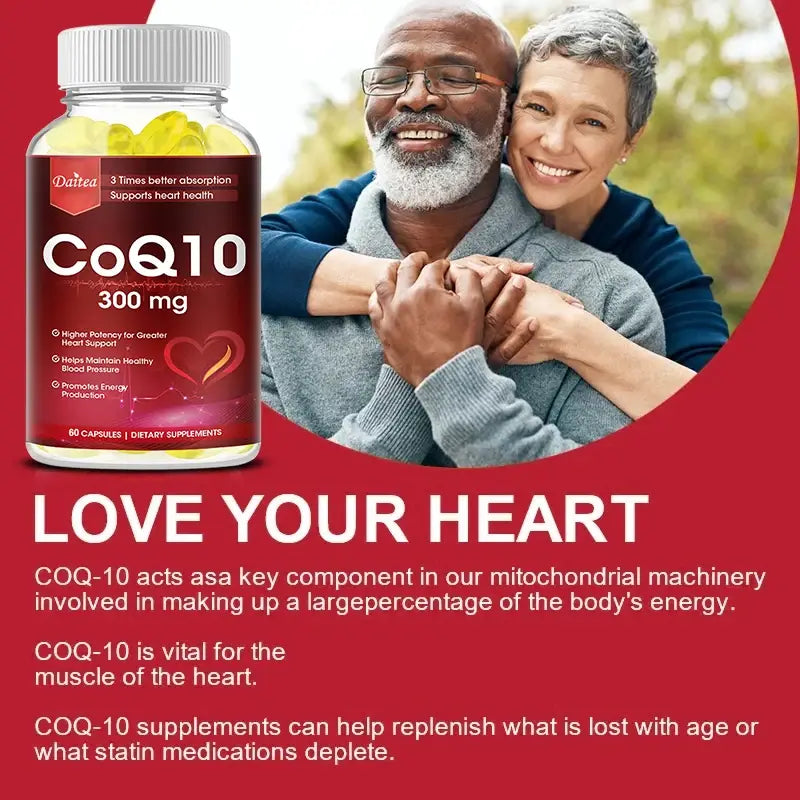 Coenzyme Q-10 300mg Antioxidant Supports Heart Cardiovascular Brain Health Balanced Energy Levels Endurance