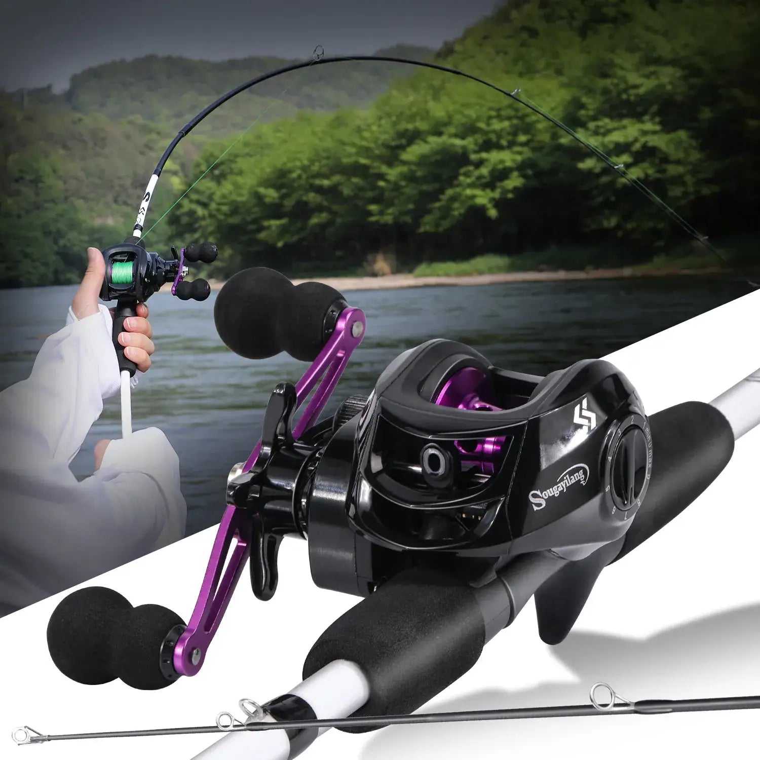 Ultralight casting rod combo - sougayilang 1.98m bass fishing rod and baitcasting reel travel set