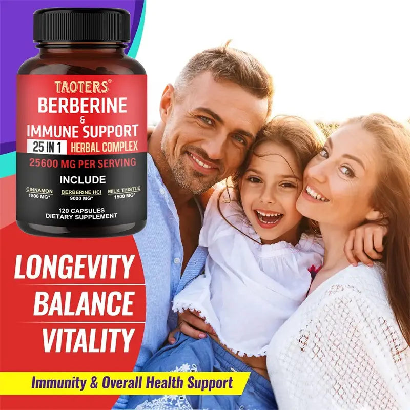 25,600 mg of berberine per serving supports heart health immune function cardiovascular and gi care