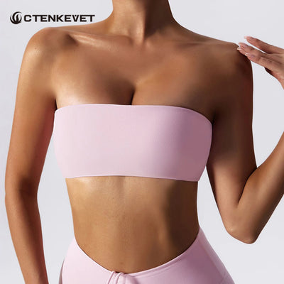 Strapless Sports Bra Gym Top Women Quick-Drying Yoga Clothes Women Tube Top Fitness Chest Wrap Underwear Workout Bra Female