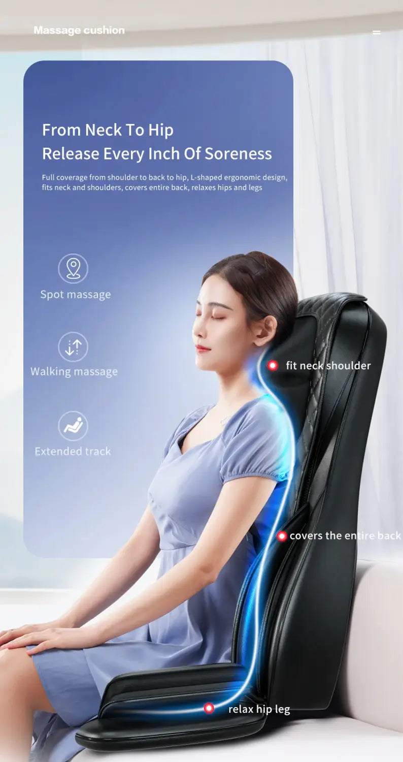 Electric Full Body Massage Cushion Seat Chair with Air Compression Heat Shiatsu Tapping Kneading Vibration - Relaxation